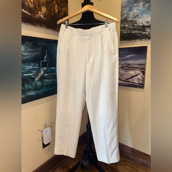 EUC Vintage classic fit dress pants pinstripes white and purple lines Sz 33R - Picture 1 of 8